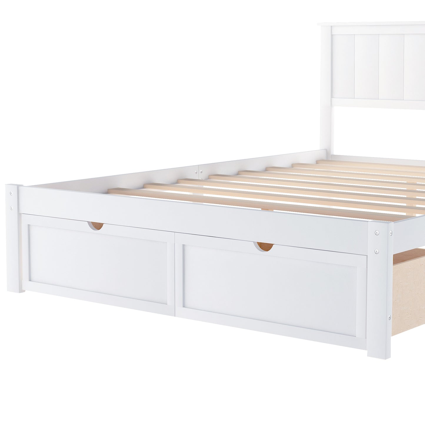 Full Size Platform Bed with Under-bed Drawers, White RT