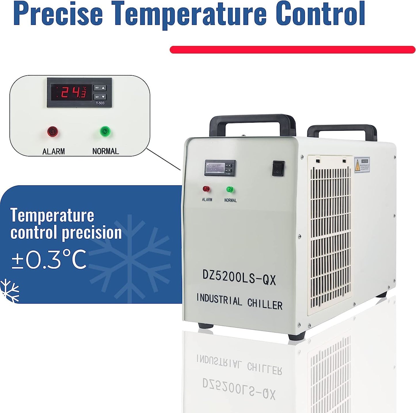Water Chiller 6L Industrial Water Chiller for 40W 60W 80W 130W 150W CO2 Laser Engraving & Cutting Machines 4.23gpm 4.5-7A Current Recirculating Chiller