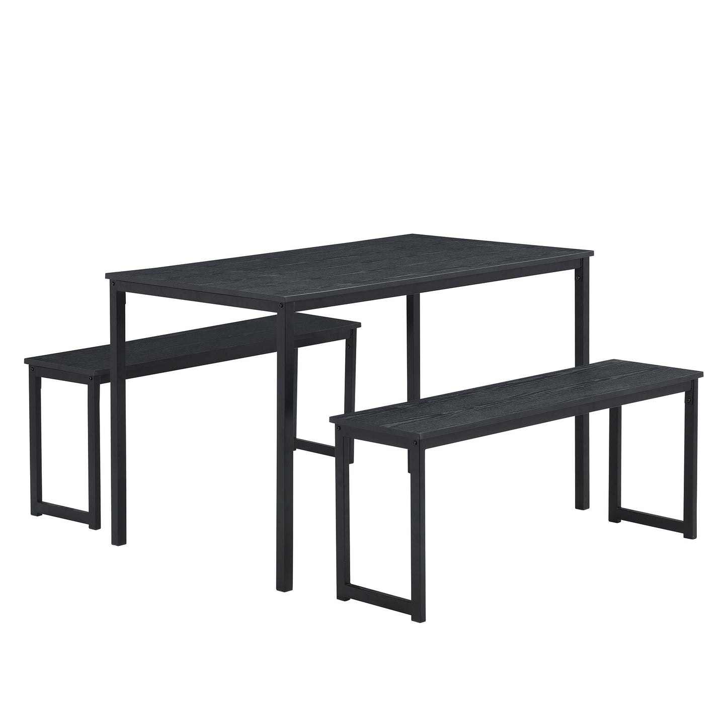 3 Piece Dining Set; Kitchen Table with Benches