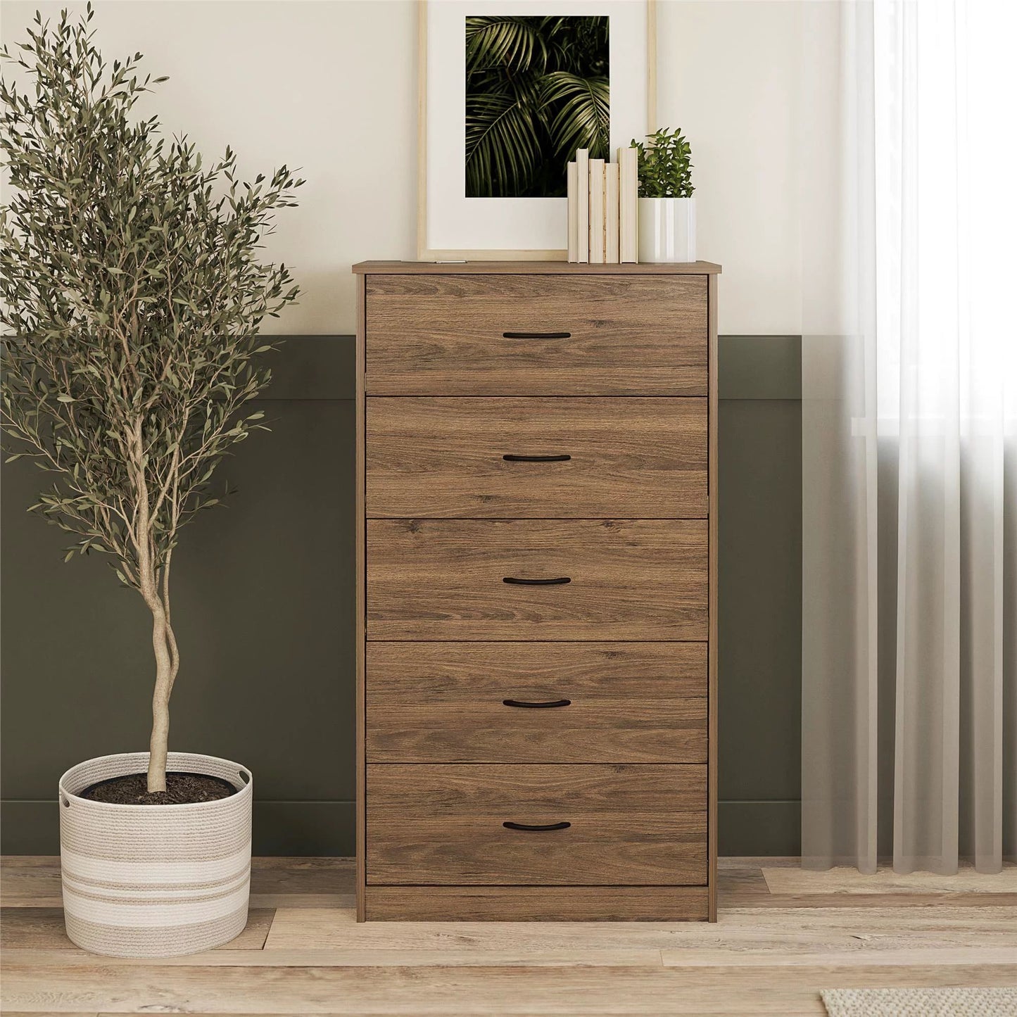 Classic 5 Drawer Dresser; Dark Oak; Walnut; Espresso; Dove Grey; Antique Oak; White