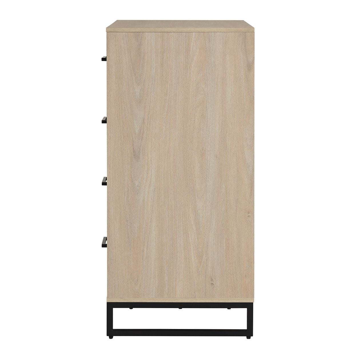 Industrial 4 Drawer Dresser, Bedroom, Beige Oak