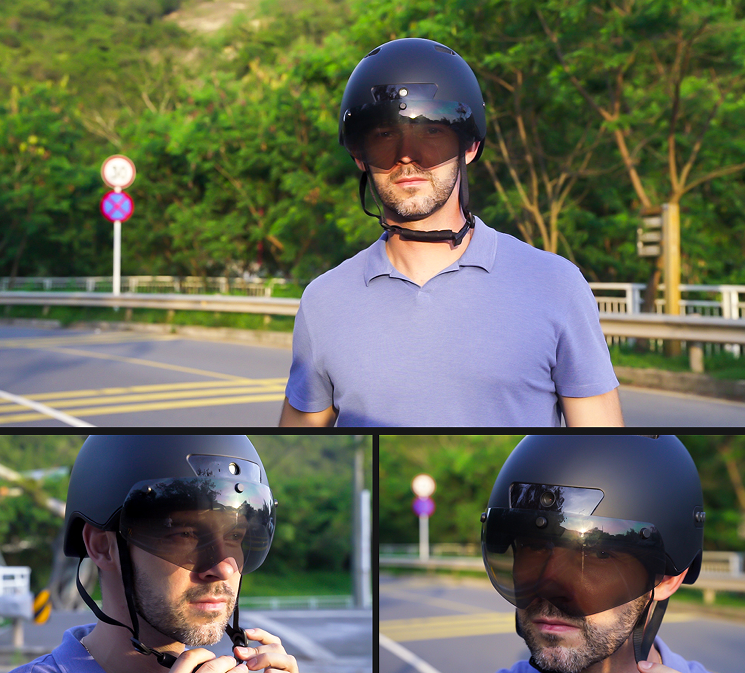 PS02D-1080P Bicycle/Motorcycle Smart Bluetooth Helmet (W/H BT Speaker, Camera, Brake Light, Intercom Headset).