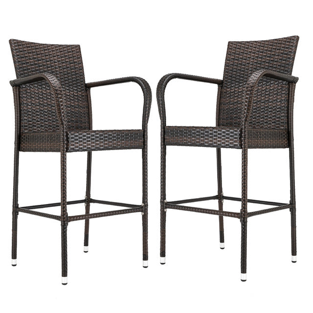 【US Warehouse】3 PCS Rocking Chairs Set Outdoor Patio Furniture with Glass Coffee Table (Black) (Outdoor rattan sofa)