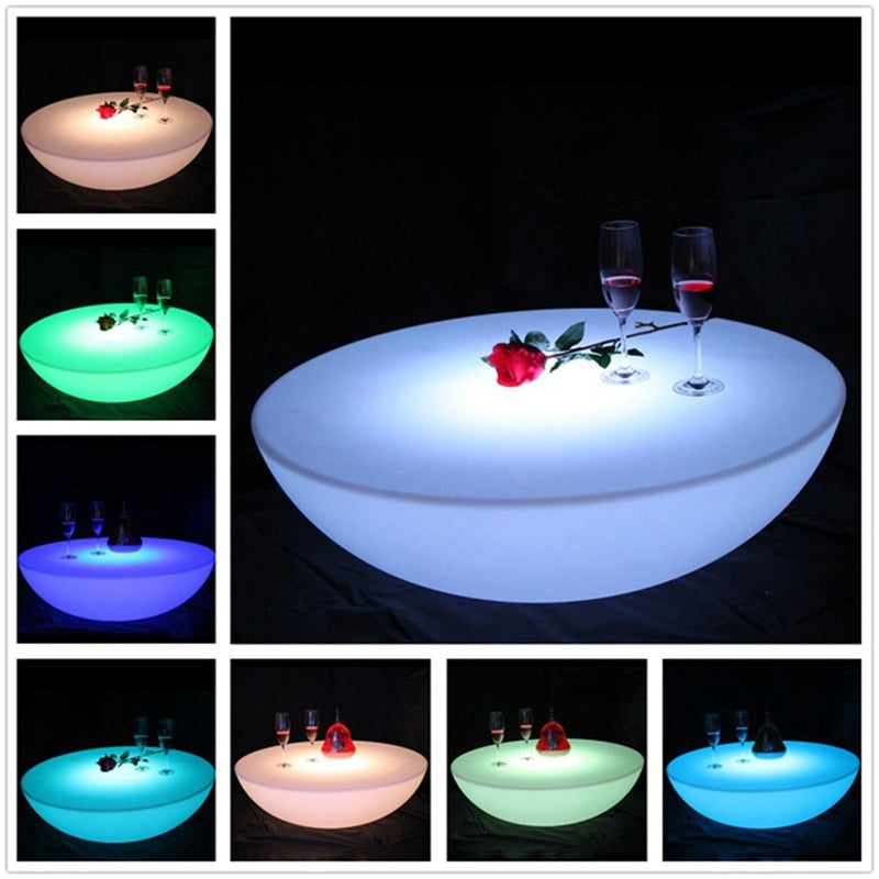 D23.62in*H7.87in Colorful outdoor bar table set led plastic furniture battery round table 1pc