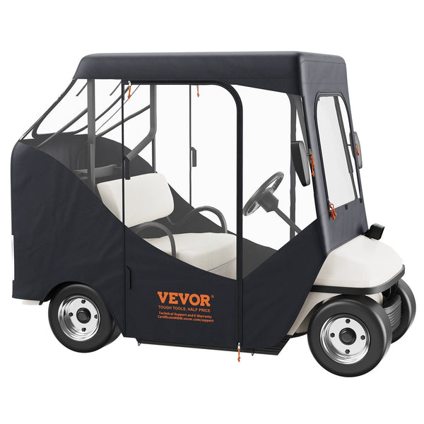 VEVOR Golf Cart Enclosure, 600D Polyester Driving Enclosure with 4-Sided Transparent Windows, 2 Passenger Club Car Covers Universal Fits for Most Brand Carts, Sunproof and Dustproof Outdoor Cart Cover