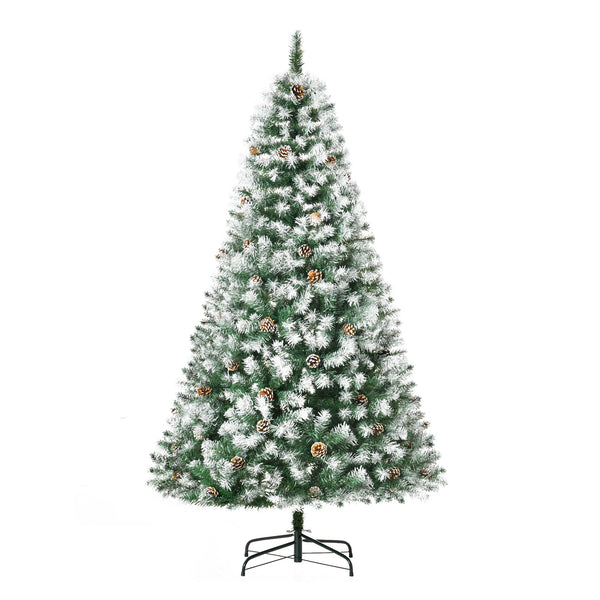 6ft Unlit Snow-Dusted Full Fir Artificial Christmas Tree with Realistic Branches, 61 Pine Cones and 800 Tips