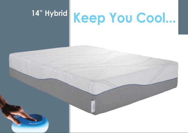 QUEEN SIZE- Kruger 14" Medium Cooling Gel Memory Edge Support Pocket Spring Removable Cover Hybrid Mattress