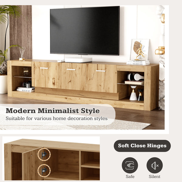 78'' Modern TV Stand with 6 Cabinets& 2 Open Compartments, Entertainment Center for TVs up to 90'', Television Console for Living Room, Bedroom, Home Theatre