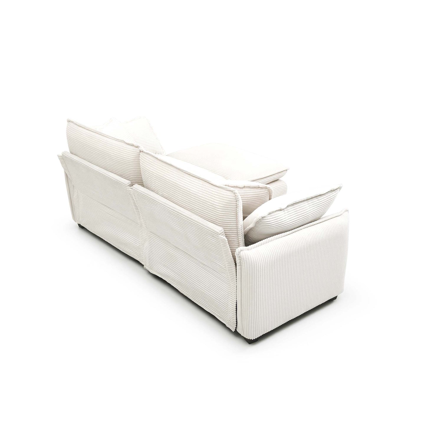 3 Piece Comfortable Oversized Sectional Sofa, One Single Sofa and One 2-Seater Sofa and One 3-Seater Sofa , Beige Corduroy Deep Seat Sofa