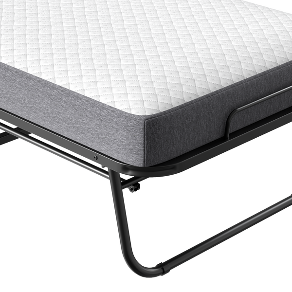 Folding Bed with Mattress 75" x 38" Rollaway Guest Bed Portable Foldable Bed for Adults with 5" Memory Foam Mattress Space-Saving Sturdy All Metal Steel Pipe Frame