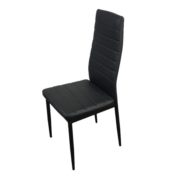 4pcs Elegant Assembled Stripping Texture High Backrest Dining Chairs Black Replace encoding 13028198-18410366