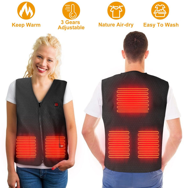 Heat Jacket Vest 3 Heating Gear Adjustable USB Heated Vest Warm Heat Coat Vest