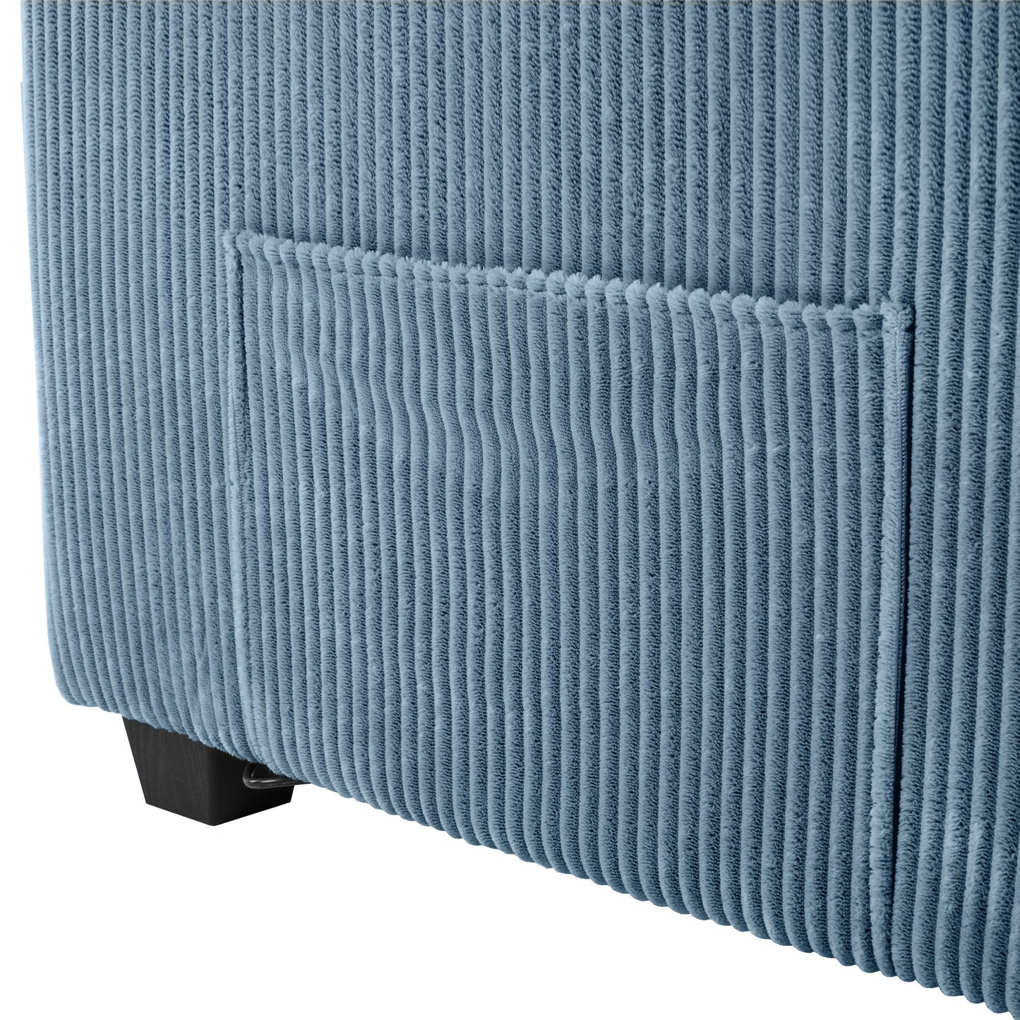 72.8" Corduroy Sleeper Sofa Loveseat Sofa with Full Size Mattress, Two USB Ports, Two Cup Holders, Two Side Pockets and a Phone Holder for Living Room, Navy Blue
