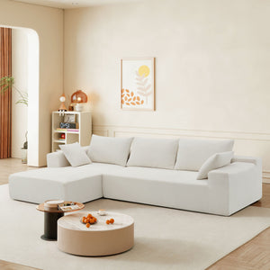 109*68" Modular Sectional Living Room Sofa Set, Modern Minimalist Style Couch, Upholstered Sleeper Sofa for Living Room, Bedroom, Salon, 2 PC Free Combination, L-Shape, Cream