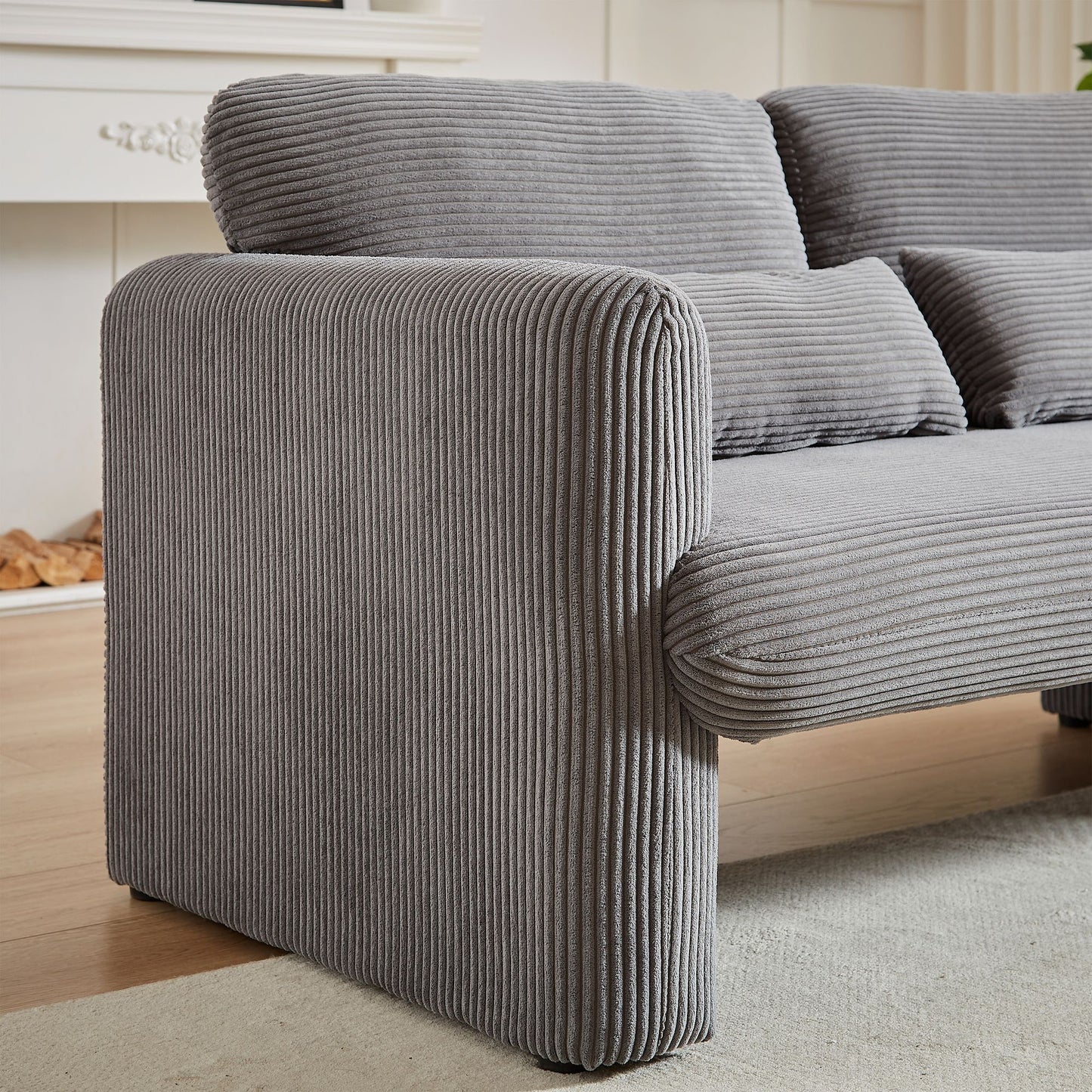 60"Corduroy Fabric Sofa with 33" Single Sofa, Modern Sofa with Support Pillow , for Apartment, Office, Living Room & Bedroom