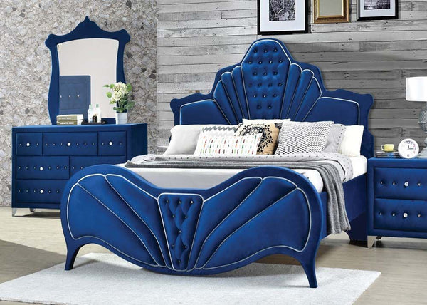 ACME Dante Eastern King Bed, Blue Velvet 24217EK