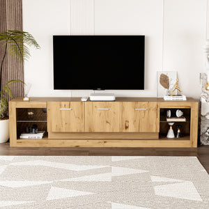 78'' Modern TV Stand with 6 Cabinets& 2 Open Compartments, Entertainment Center for TVs up to 90'', Television Console for Living Room, Bedroom, Home Theatre