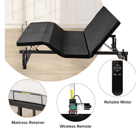 Adjustable Bed Base Frame Head And Foot Incline Quiet Motor Full Size Zero Gravity