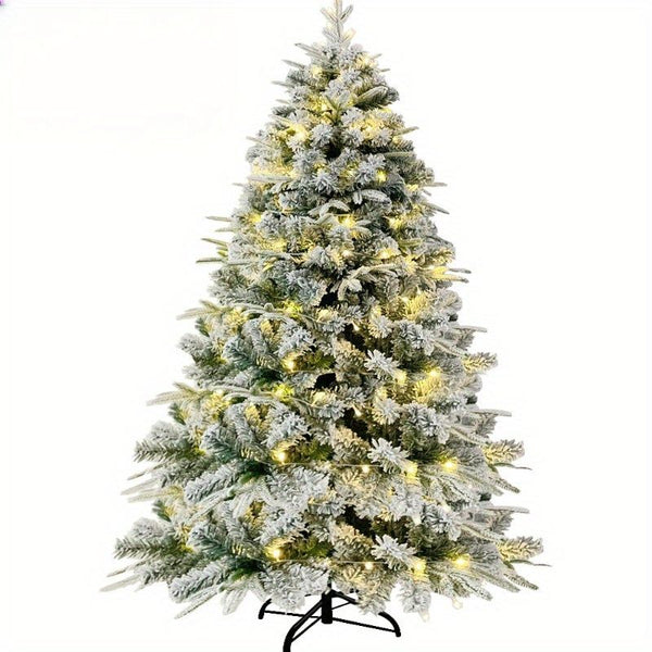 6 Ft Prelit Pencil Christmas Tree, Flocked Artificial Xmas Tree With Warm WhiteLights, Full Branch Tips, Perfect Choice Decoration For Xmas Holiday, Flocked ChristmasTree Prelit