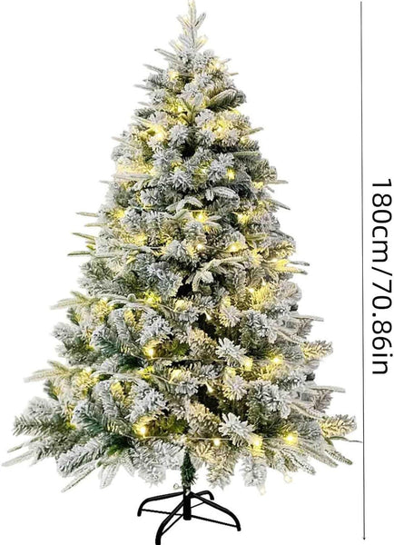 6 Ft Prelit Pencil Christmas Tree, Flocked Artificial Xmas Tree With Warm WhiteLights, Full Branch Tips, Perfect Choice Decoration For Xmas Holiday, Flocked ChristmasTree Prelit