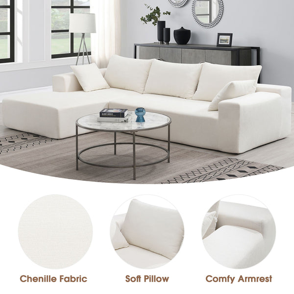 109*68" Modular Sectional Living Room Sofa Set, Modern Minimalist Style Couch, Upholstered Sleeper Sofa for Living Room, Bedroom, Salon, 2 PC Free Combination, L-Shape, Cream