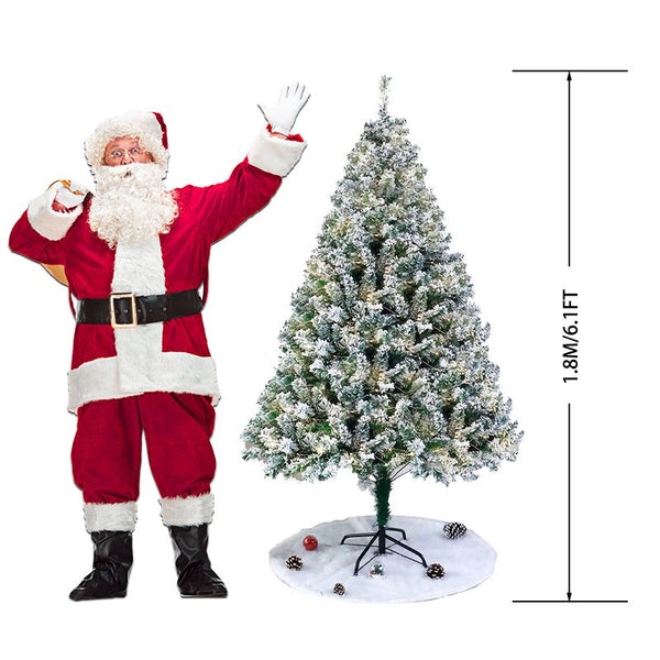 6 Ft Prelit Pencil Christmas Tree, Flocked Artificial Xmas Tree With Warm WhiteLights, Full Branch Tips, Perfect Choice Decoration For Xmas Holiday, Flocked ChristmasTree Prelit