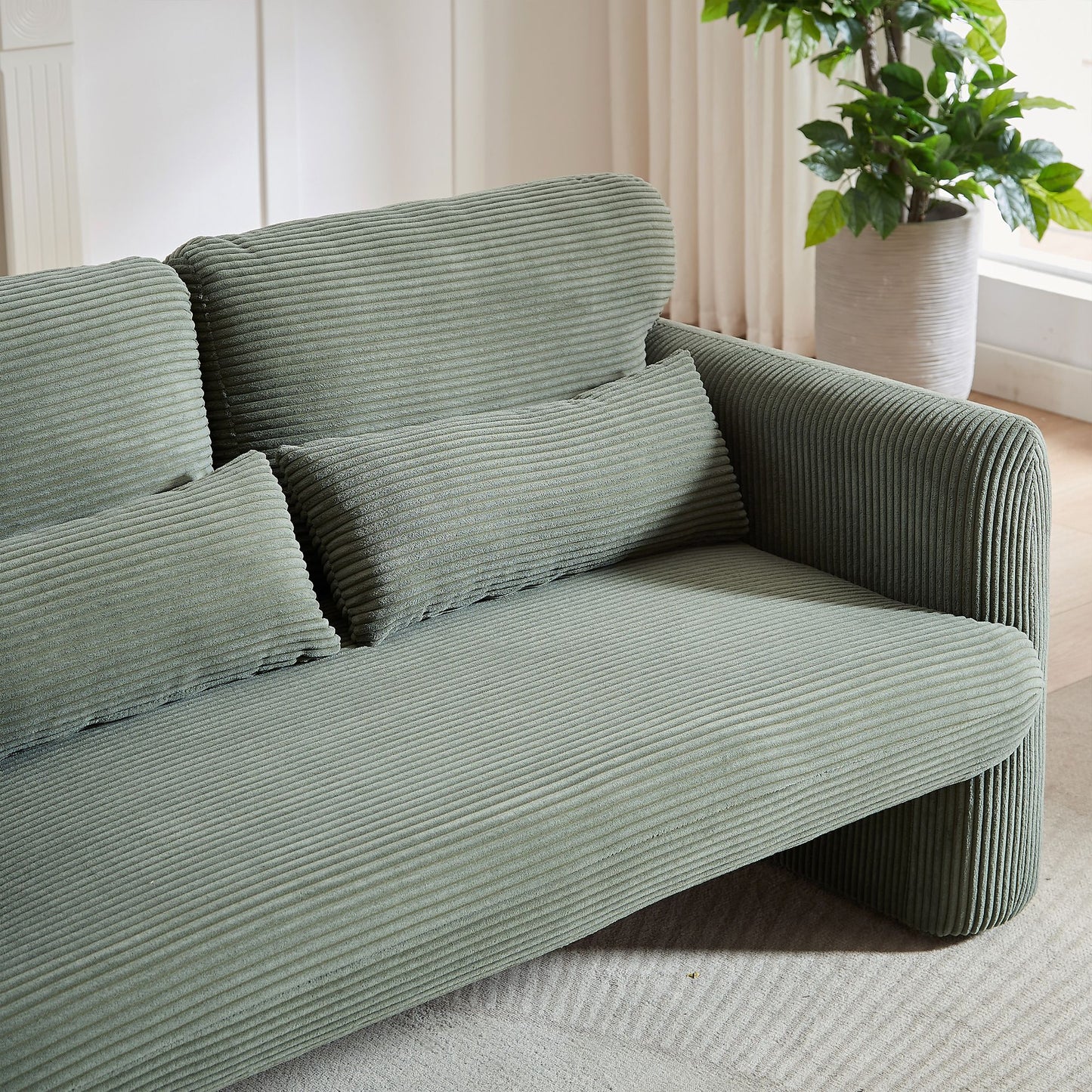 60"Corduroy Fabric Sofa with 33" Single Sofa, Modern Sofa with Support Pillow , for Apartment, Office, Living Room & Bedroom