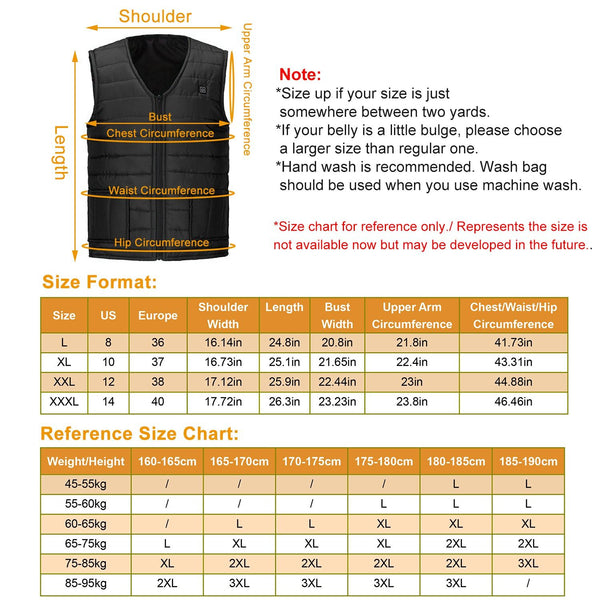 Heat Jacket Vest 3 Heating Gear Adjustable USB Heated Vest Warm Heat Coat Vest w/ 5 Heating Pads For Men Women Winter Outdoor Activity