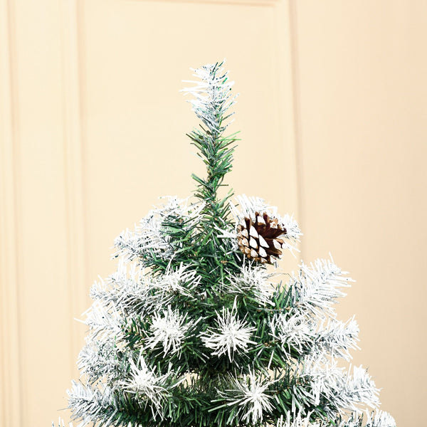 6ft Unlit Snow-Dusted Full Fir Artificial Christmas Tree with Realistic Branches, 61 Pine Cones and 800 Tips