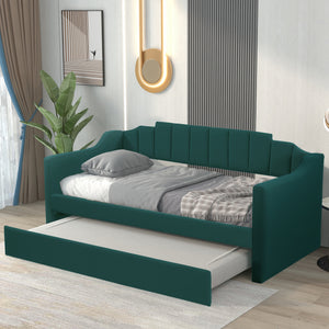 Upholstered Twin Daybed with Trundle,Green(OLD SKU:SM000218AAF)