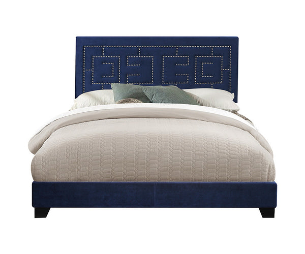 ACME Ishiko III Eastern King Bed in Dark Blue Velvet 21637EK