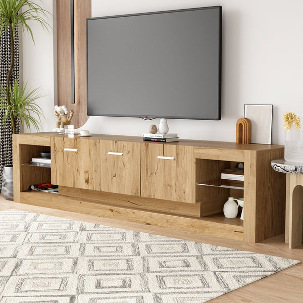 78'' Modern TV Stand with 6 Cabinets& 2 Open Compartments, Entertainment Center for TVs up to 90'', Television Console for Living Room, Bedroom, Home Theatre