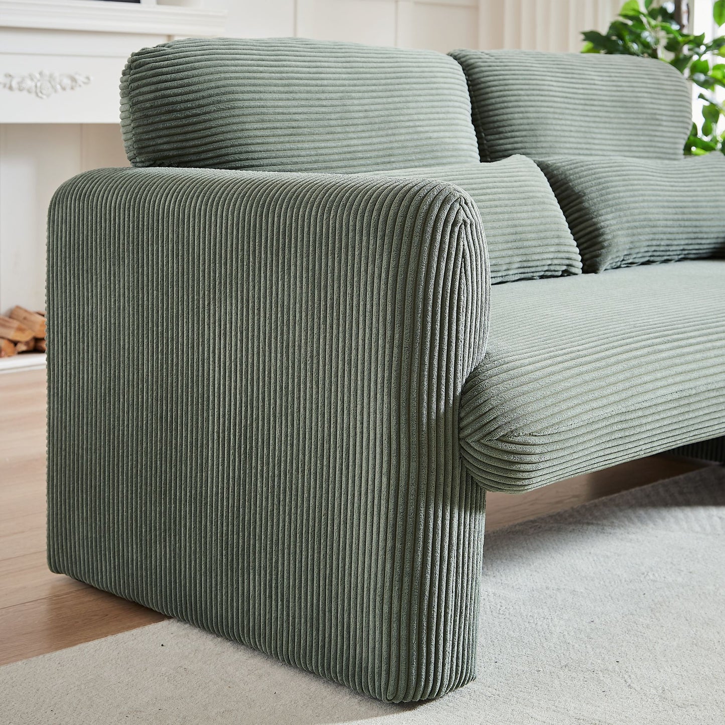 60"Corduroy Fabric Sofa with 33" Single Sofa, Modern Sofa with Support Pillow , for Apartment, Office, Living Room & Bedroom