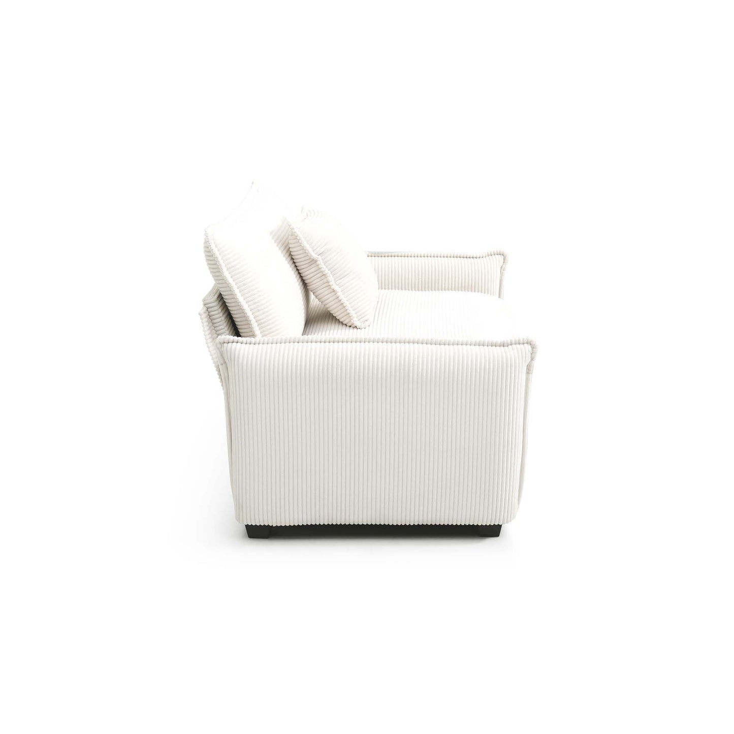 3 Piece Comfortable Oversized Sectional Sofa, One Single Sofa and One 2-Seater Sofa and One 3-Seater Sofa , Beige Corduroy Deep Seat Sofa