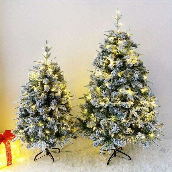 6 Ft Prelit Pencil Christmas Tree, Flocked Artificial Xmas Tree With Warm WhiteLights, Full Branch Tips, Perfect Choice Decoration For Xmas Holiday, Flocked ChristmasTree Prelit