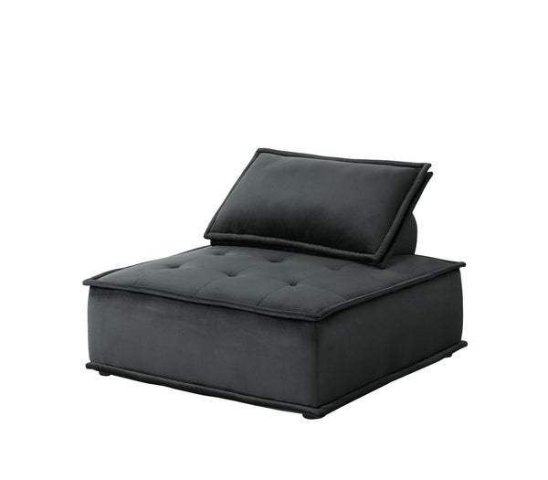 Anna 120" Black Velvet 4 Pc Sectional Sofa