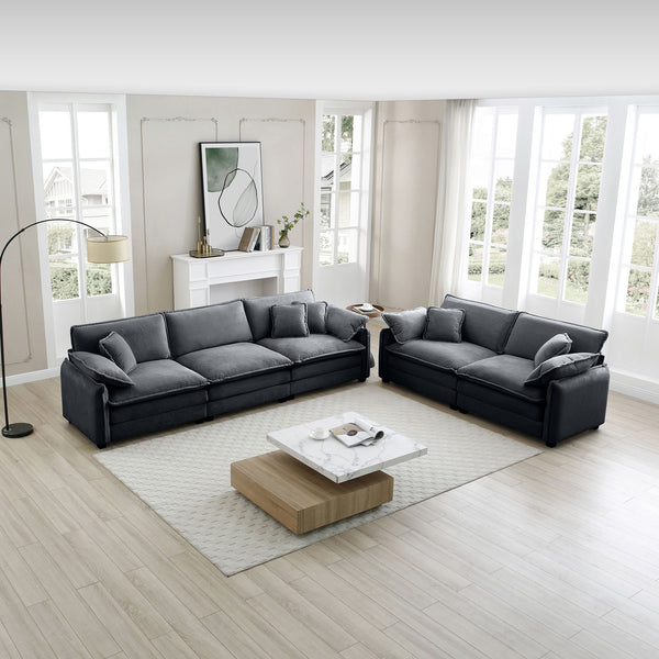 Family sofa set Deep Seat Sofa, Warm Sofa for Home Cinema and Living Room, One 2-Seater Sofa and One 3-Seater Sofa,Grey Corduroy