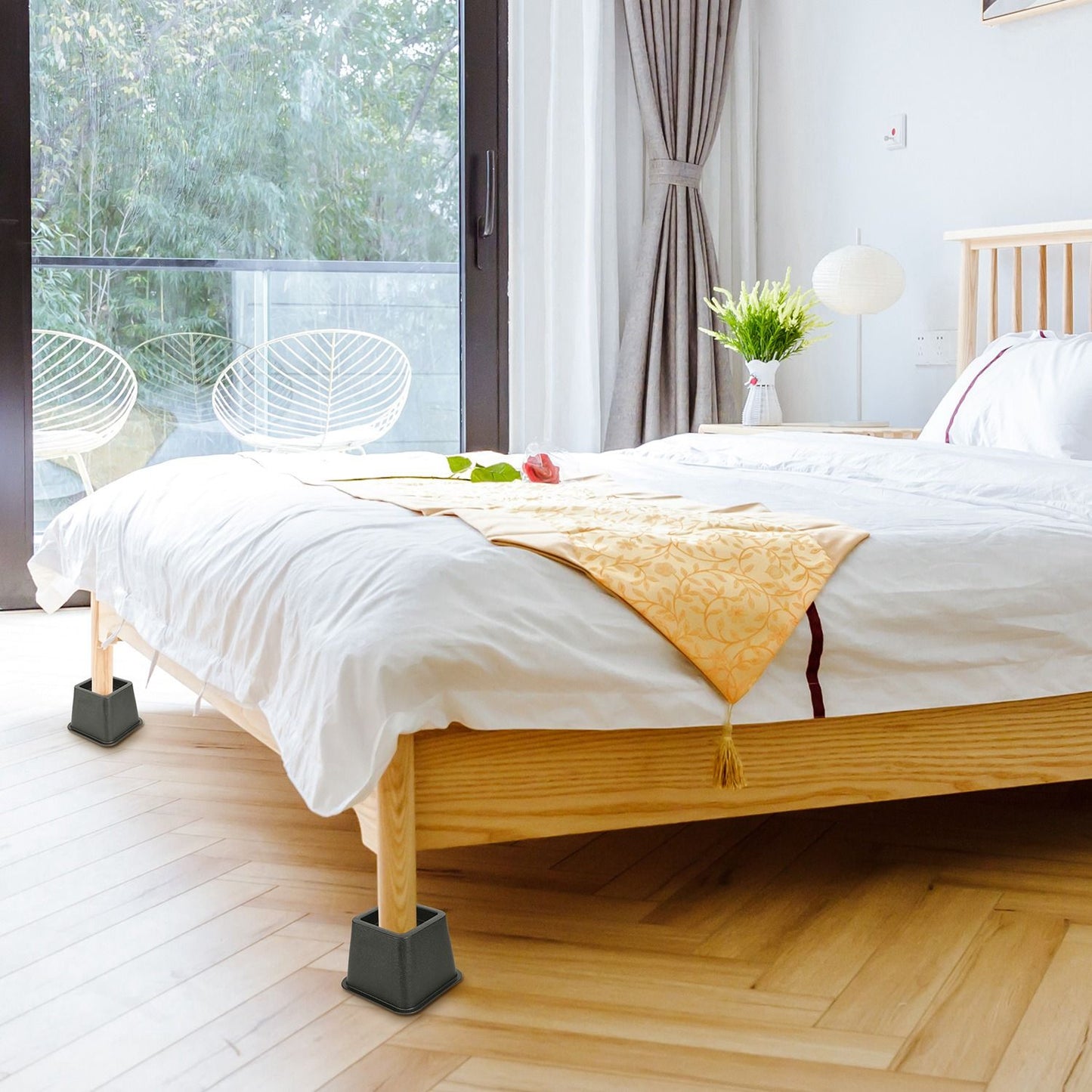8Pcs Furniture Risers 500kg 1100lbs Capacity Bed Lifters Adjustable Couch Table Chair Risers