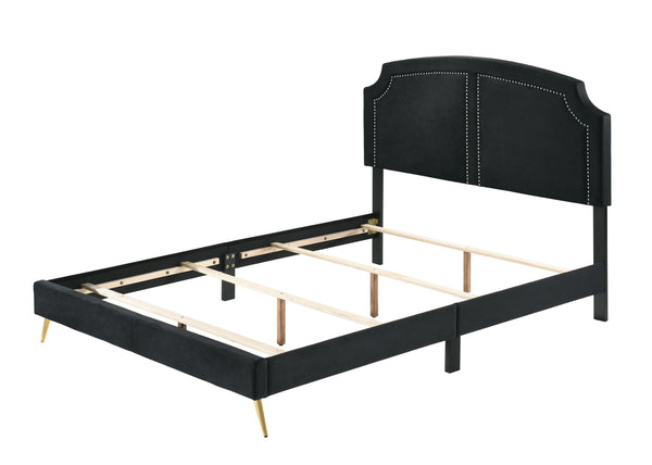 Black Eastern King Platform Bed with Metal Leg