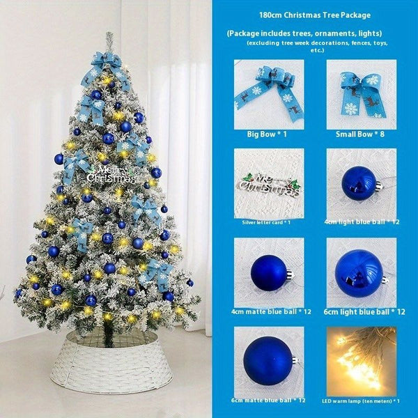 6FT Artificial Hinged Christmas Tree Snow Flocked Pine Tree with Solid Metal Stand Festival Xmas Tree for Indoor Outdoor