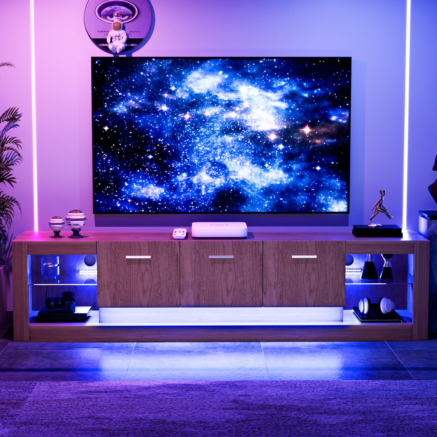 78'' Modern TV Stand with 6 Cabinets& 2 Open Compartments, Entertainment Center for TVs up to 90'', Television Console for Living Room, Bedroom, Home Theatre