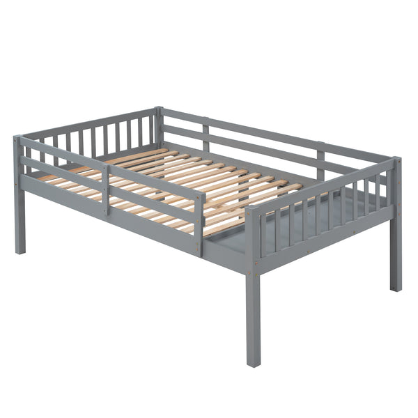 Full Over Twin & Twin Bunk Bed, Wood Triple Bunk Bed with Drawers and Guardrails, Gray (OLD SKU: LP000143AAE)