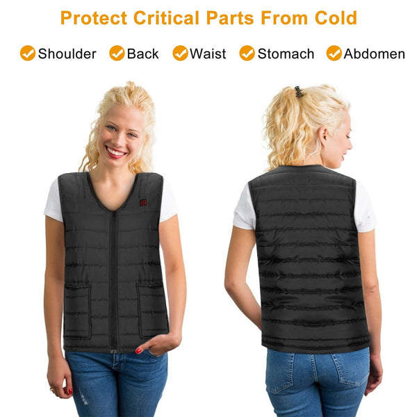 Heat Jacket Vest 3 Heating Gear Adjustable USB Heated Vest Warm Heat Coat Vest w/ 5 Heating Pads For Men Women Winter Outdoor Activity