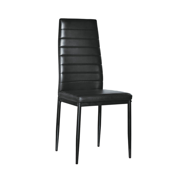 4pcs Elegant Assembled Stripping Texture High Backrest Dining Chairs Black Replace encoding 13028198-18410366