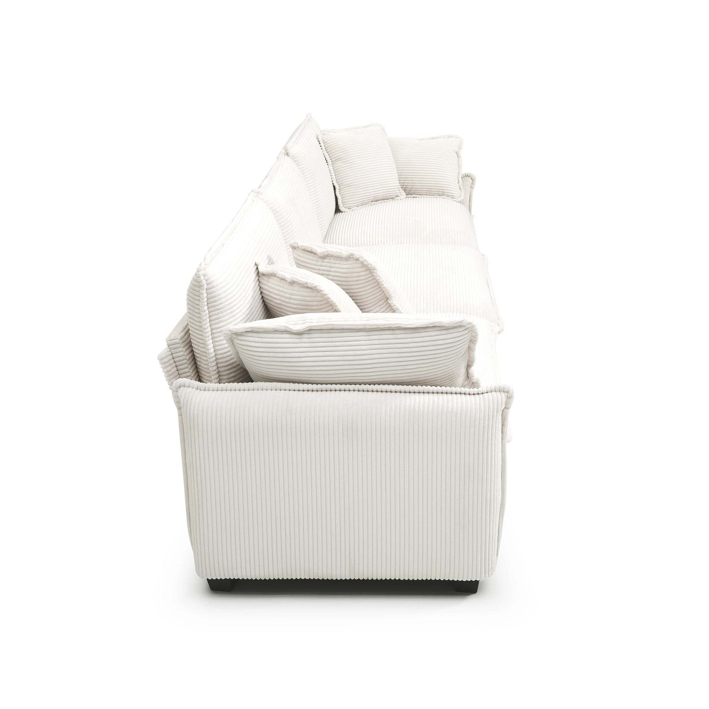 3 Piece Comfortable Oversized Sectional Sofa, One Single Sofa and One 2-Seater Sofa and One 3-Seater Sofa , Beige Corduroy Deep Seat Sofa