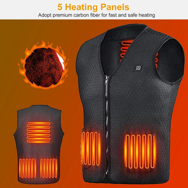 Heat Jacket Vest 3 Heating Gear Adjustable USB Heated Vest Warm Heat Coat Vest