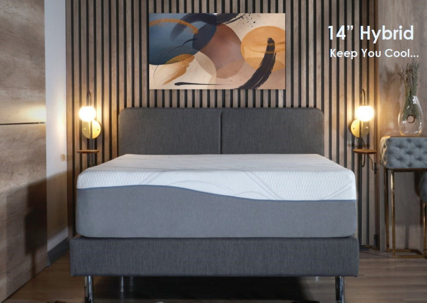 CALIFORNIA KING SIZE- Kruger 14" Medium Cooling Gel Memory Edge Support Pocket Spring Removable Cover Hybrid Mattress