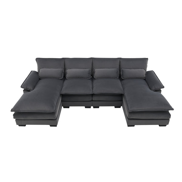 [VIDEO provided][New]109.8*55.9" Modern U-shaped Sectional Sofa with Waist Pillows,6-seat Upholstered Symmetrical Sofa Furniture,Sleeper Sofa Couch with Chaise Lounge for Living Room,Apartment,5 Color