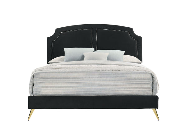 Black Eastern King Platform Bed with Metal Leg