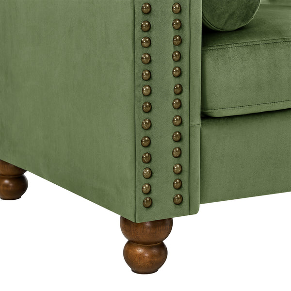 PHOYAL Large CHAIR, Velvet Sofa Classic Tufted Chesterfield Settee Sofa Modern 1 Seater Couch Furniture Tufted Back for Living Room (Green)